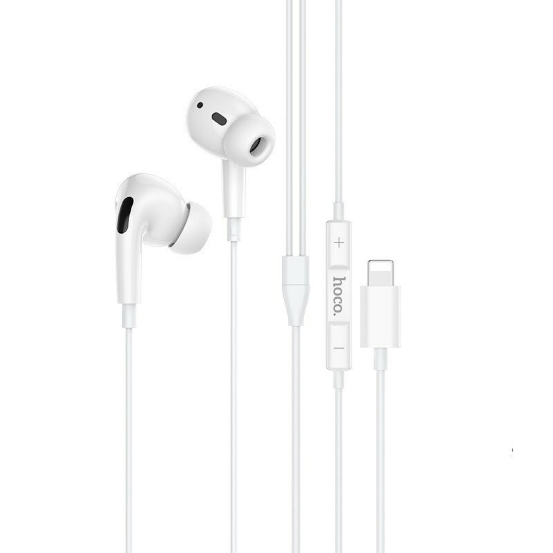 Проводные наушники M1 Pro, Lightning, HOCO, вакуумные с микрофоном, белые