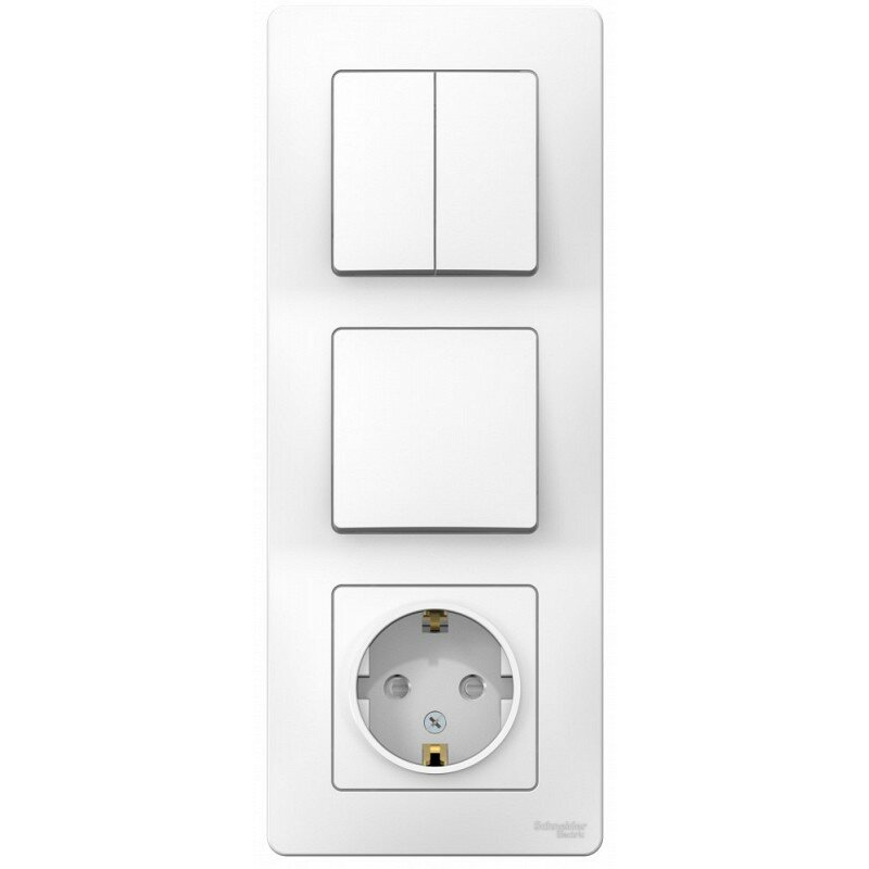 BLANCA скрытой установки блок: розет з/к шт 16А2 50В+выкл 1кл.+выкл 2кл. белый Systeme (Schneider) (BLNBS101201) цена за 1 шт