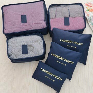 Сумка дорожная , 6 шт., 20 л, 30х14х40 см, ручная кладь, синий — фото 1