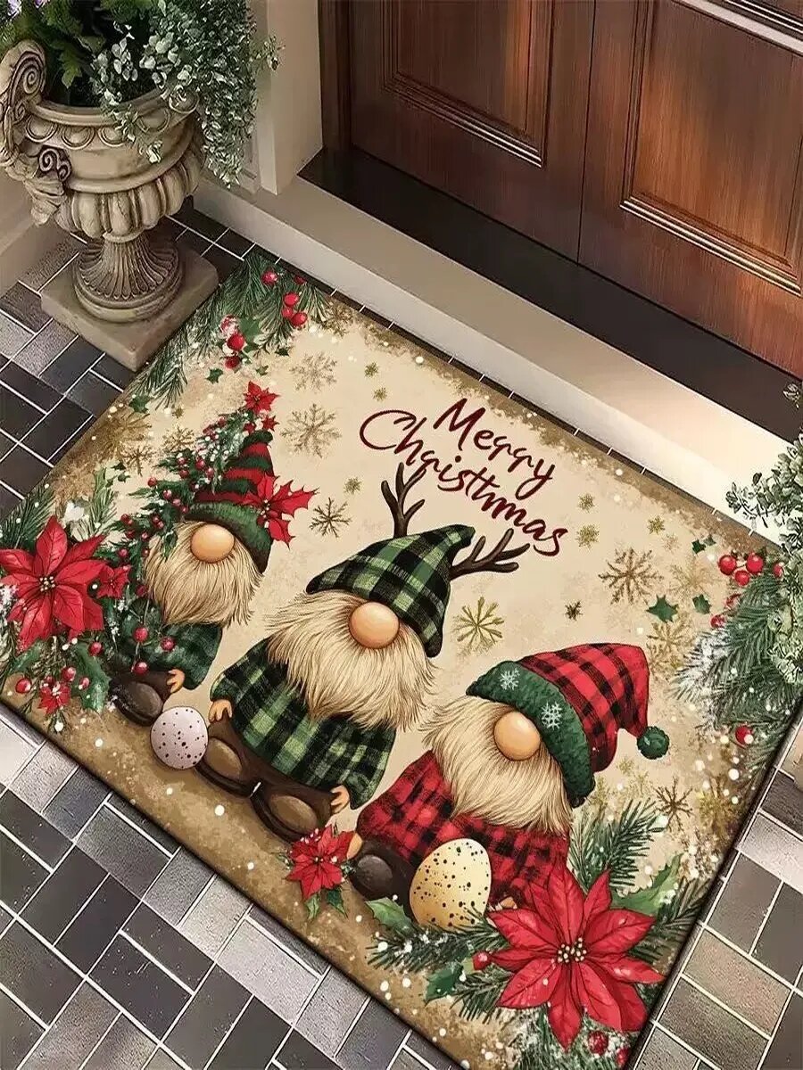 Новогодний коврик Гномы  40x60 см антискользящий прямоугольный