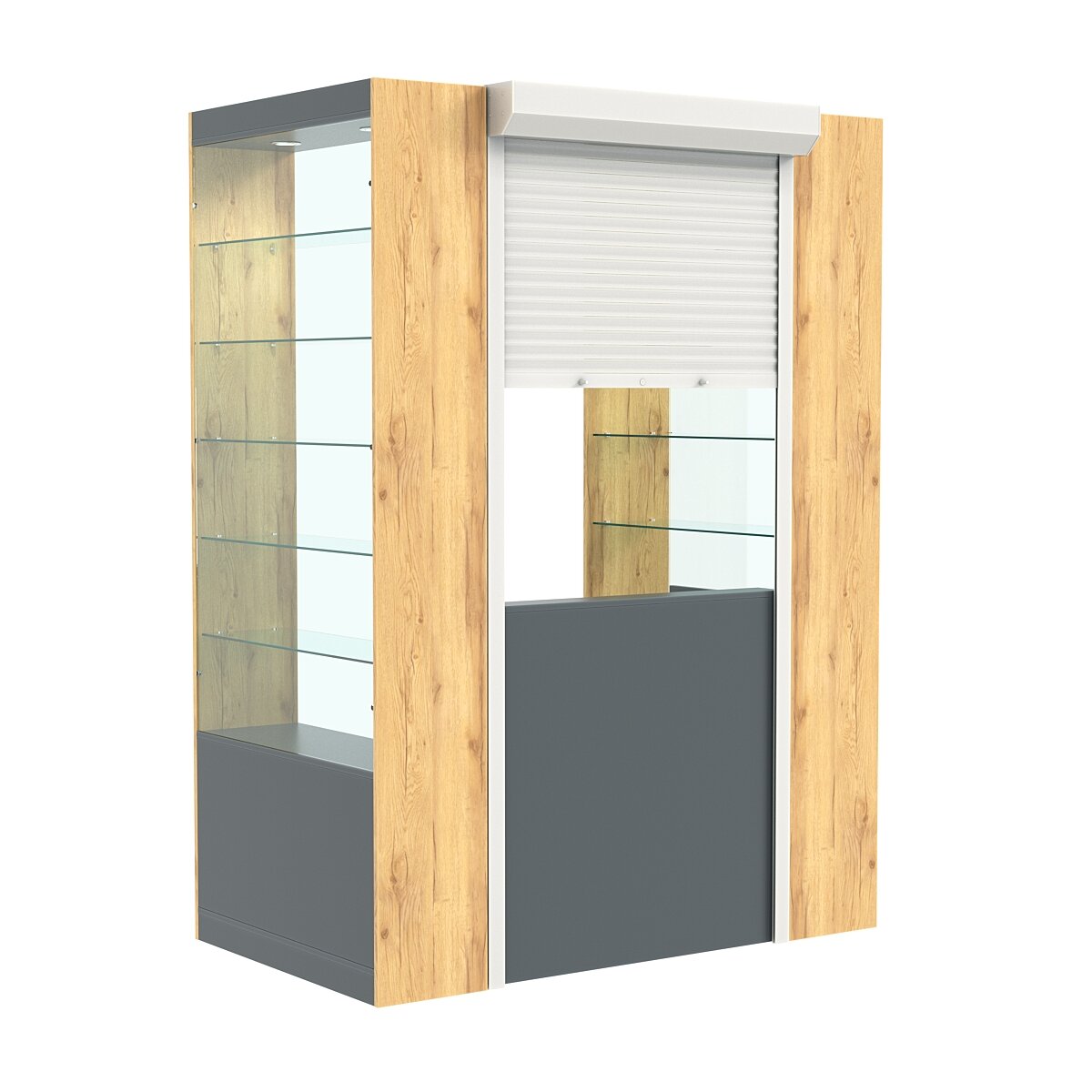 Недорогой П-образный павильон №3-5П (135 кв. м) Темно-серый и Дуб Золотистый