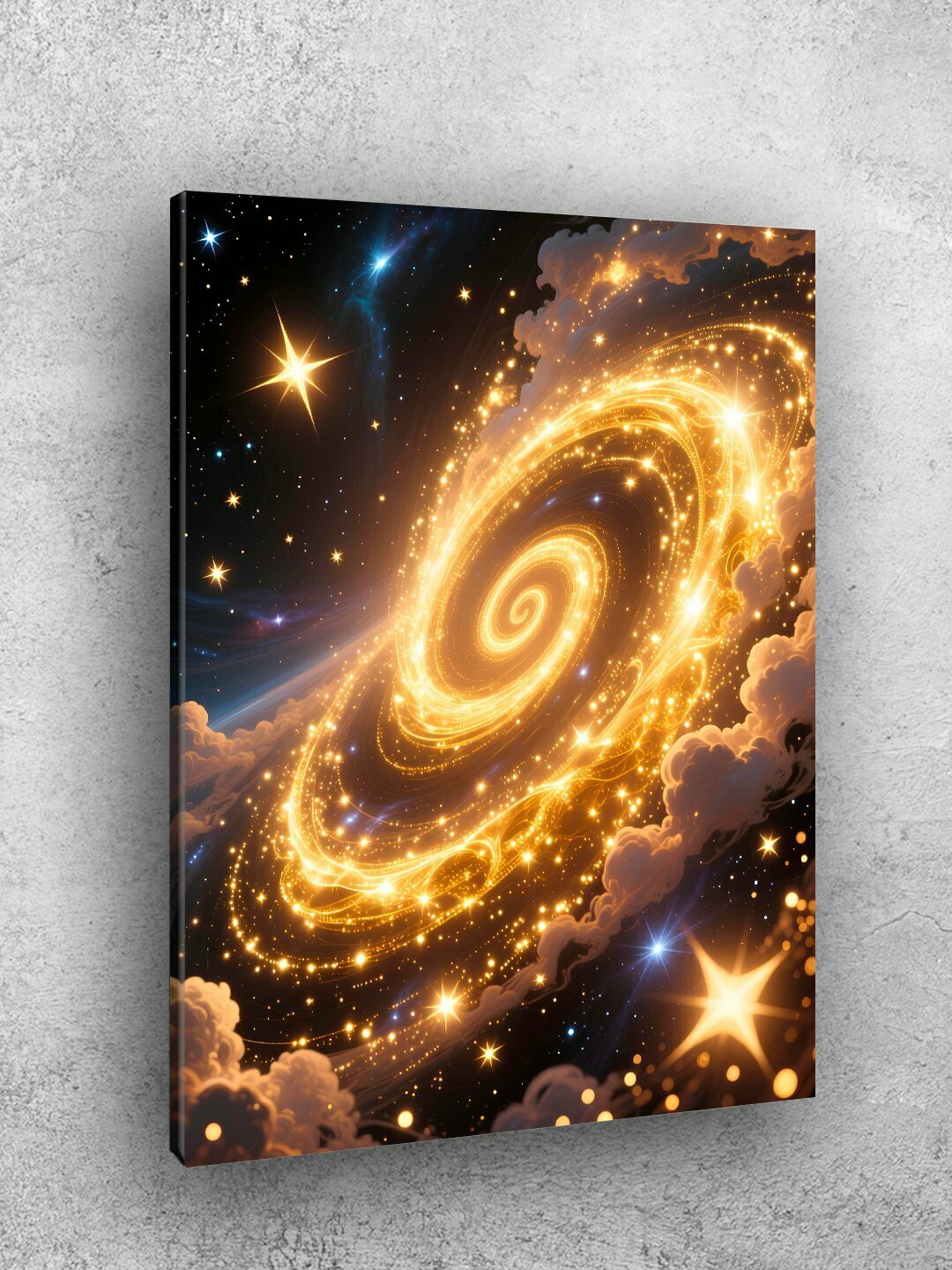 Картина интерьерная на стену ARTERY "Золотая галактика во Вселенной", печать на холсте, постер на подрамнике 40х50 см