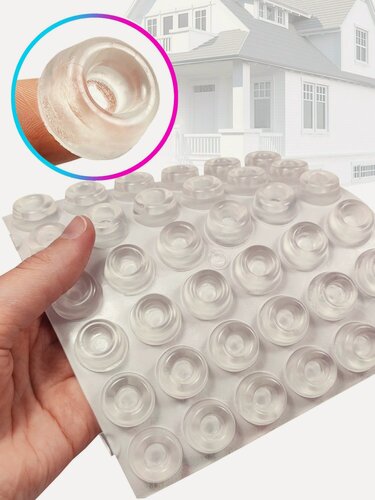 Изображение товара Силиконовые накладки-демпферы самоклеящиеся для мебели (прозрачные, диаметр 21 мм, толщина 10 мм, 36 штук в наборе) belais #21826