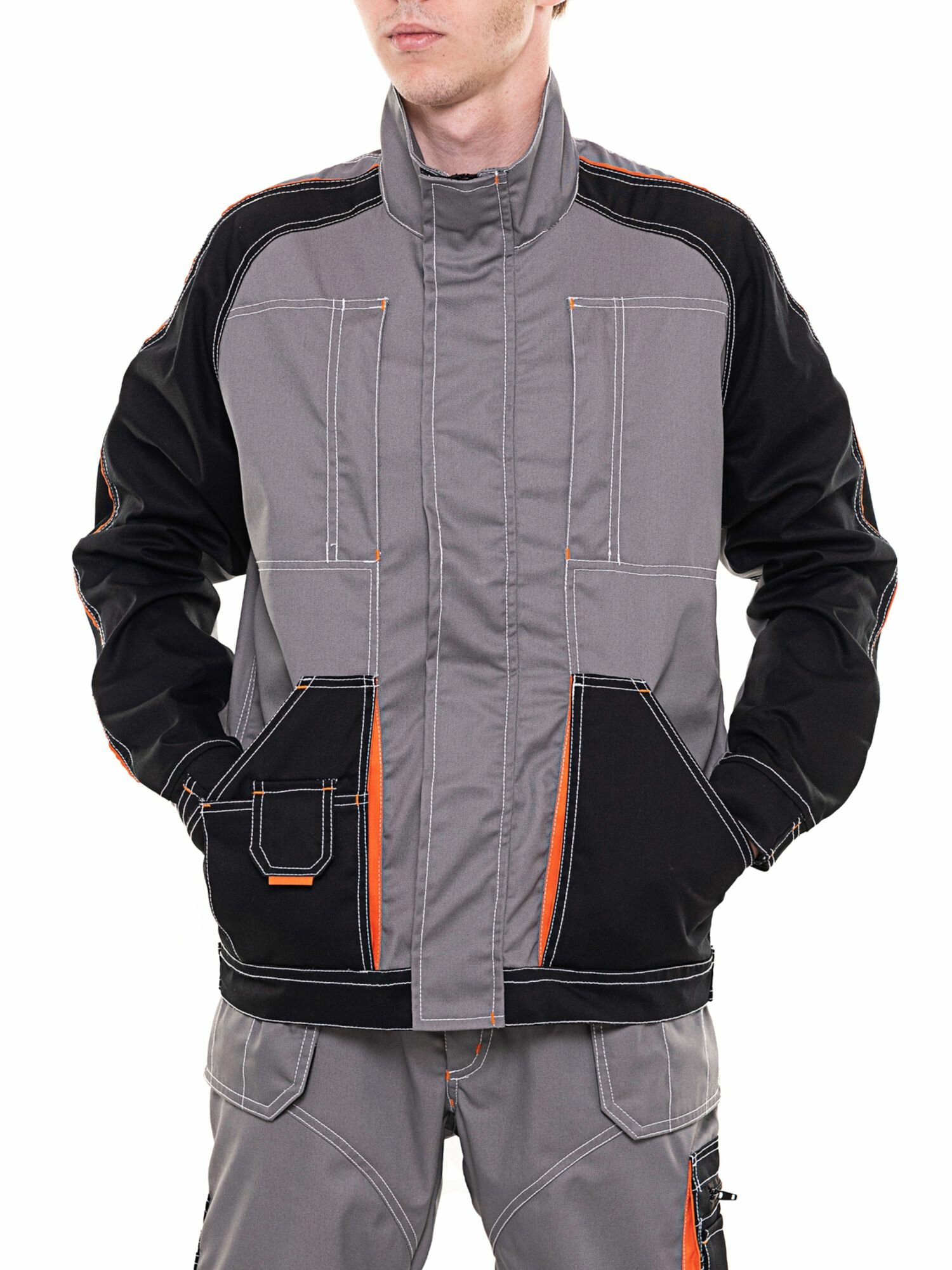 Куртка рабочая Мастер мужская серая размер 60-62 рост 182-188 летняя много карманов плотная ткань