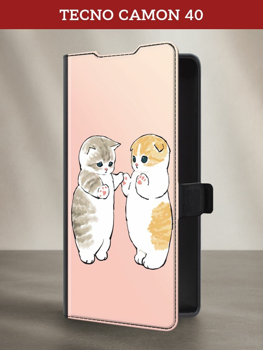 Чехол-книжка на Tecno Camon 40 / Текно Камон 40 с рисунком "Пухлые котики"