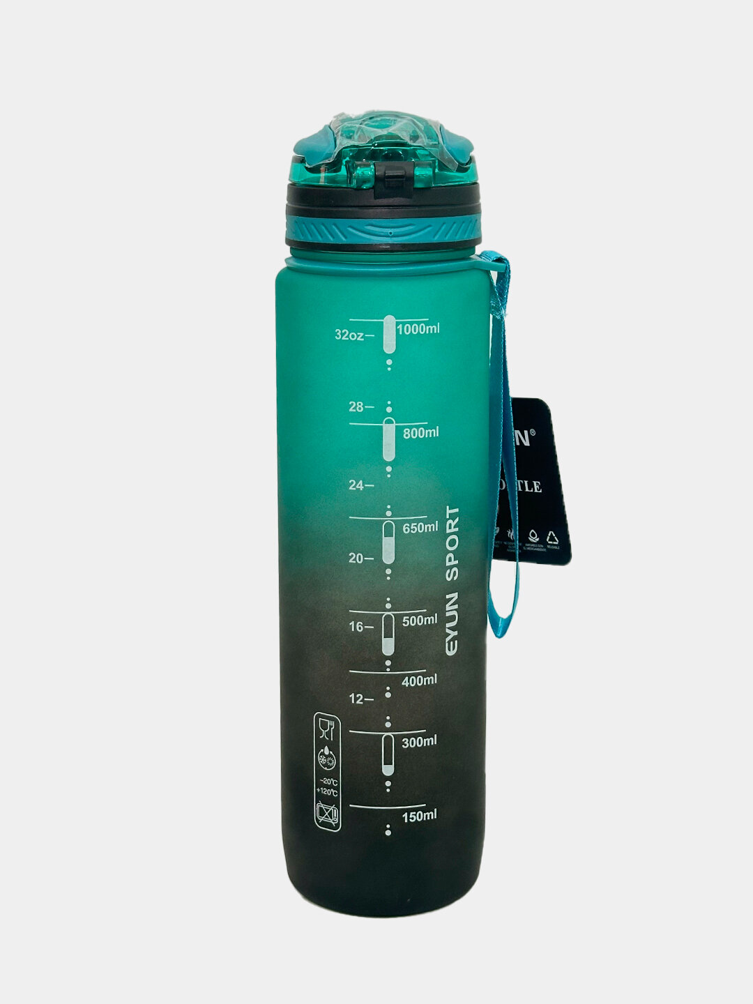 Спортивная бутылка для воды, с питьевым режимом, 1000 мл - Тёмно-бирюзовый