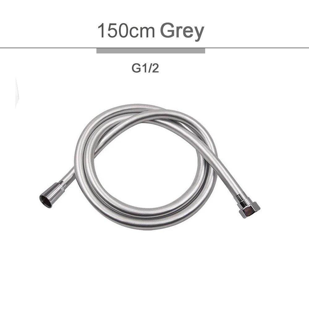 Душевой шланг 12 м 15 м 2 м Водяной шланг для ванной комнаты Черный золотой серый ПВХ Ручной душевой шланг с защитой от перекручивания сменный набор Grey 1.5m