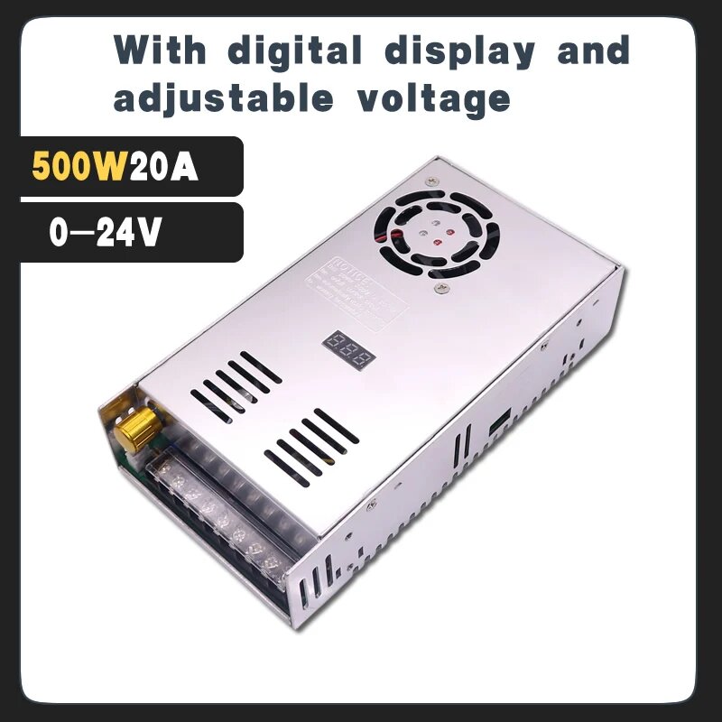 Импульсный блок питания 500 Вт с цифровым дисплеем, 500W-0-24V