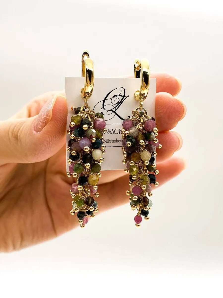 Серьги, турмалин