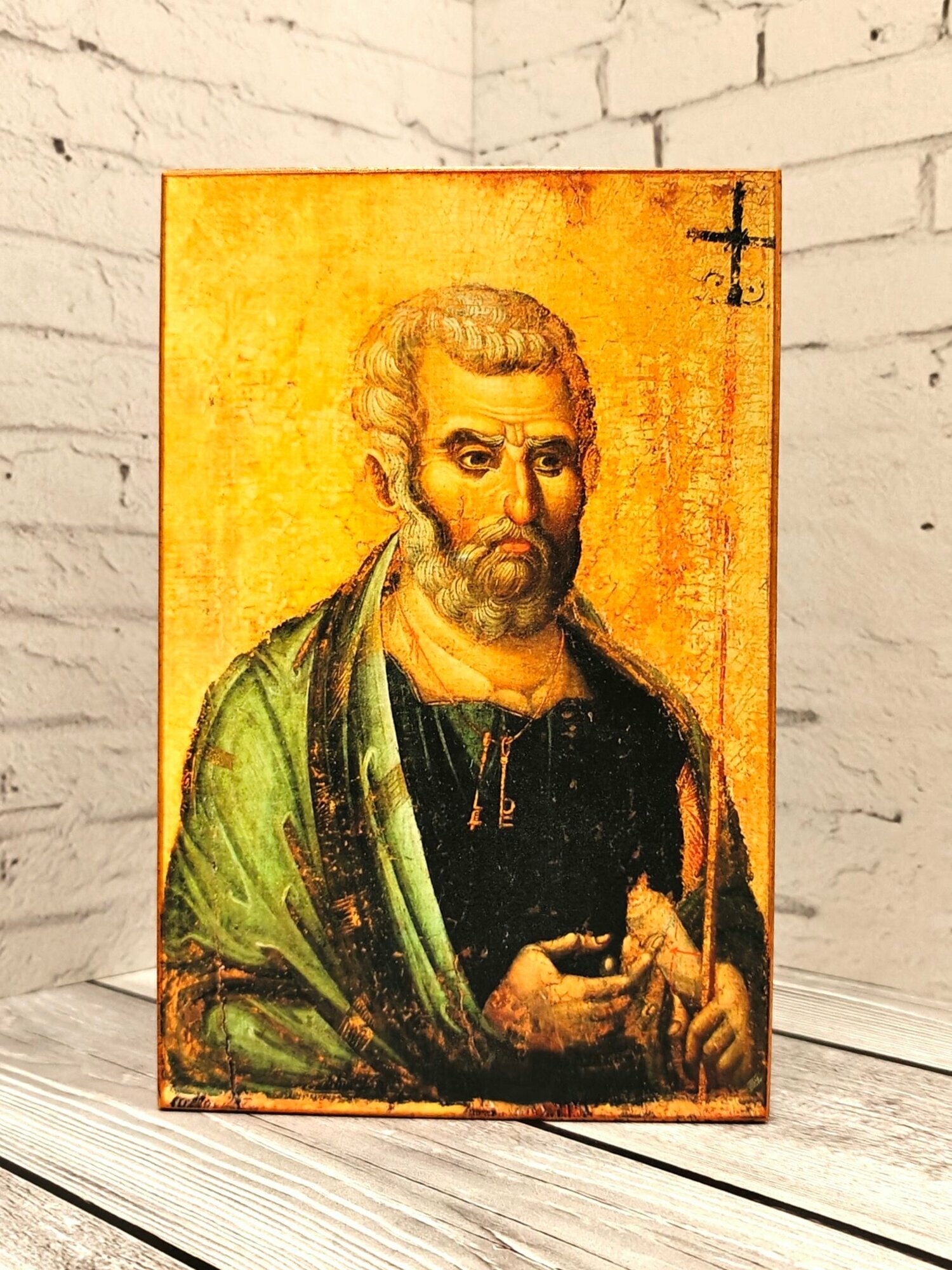 Икона Петр Апостол, под старину, 15х23 см