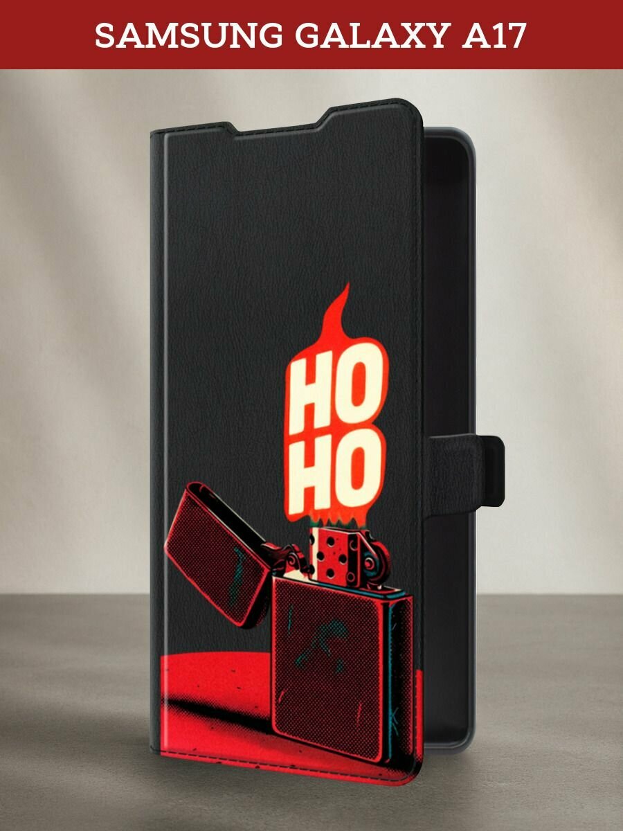 Чехол-книжка на Samsung Galaxy A17 / Самсунг А17 с рисунком Зажечь огонь, черный
