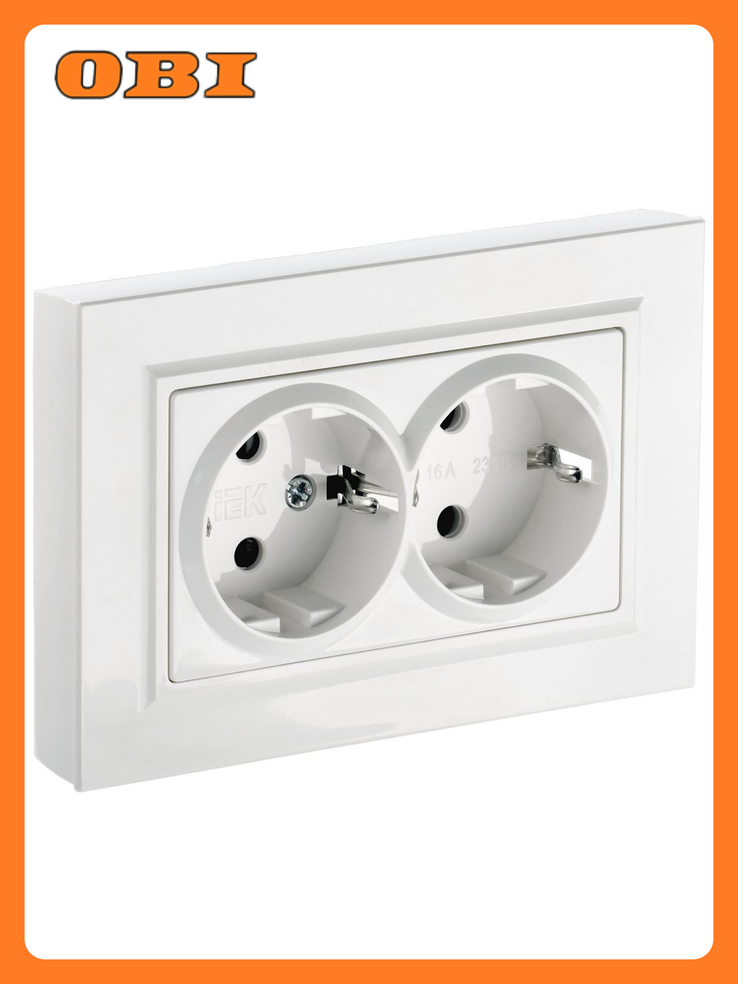 BRITE Розетка 2-я с з/к без з/ш 16А в сб. РС12-3-БрБ бел. IEK