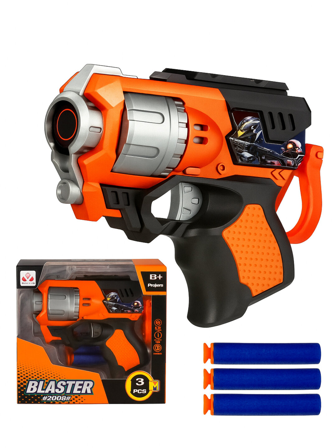 Игрушечный пистолет для детей, с мягкими пулями - Оранжевый