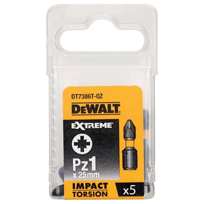 Биты ударные DEWALT "EXTREME" IMPACT TORSION PZ1 25мм 5шт. DT7386T-QZ