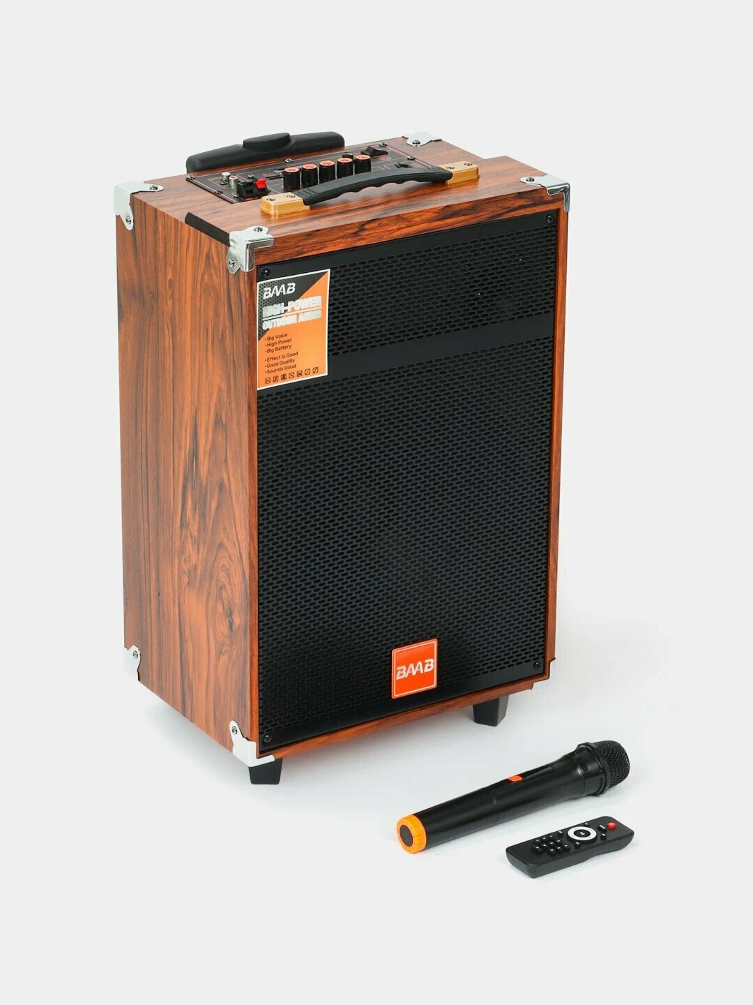 Колонка беспроводная портативная Bluetooth с микрофоном и пультом, караоке BAAB