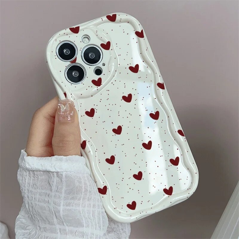 Милый чехол для телефона с сердечками для Samsung Galaxy S26 S25 S24 S23 S21 S20 FE Plus Ultra F06 4G 5G, 3D волнистая мягкая задняя крышка из ТПУ