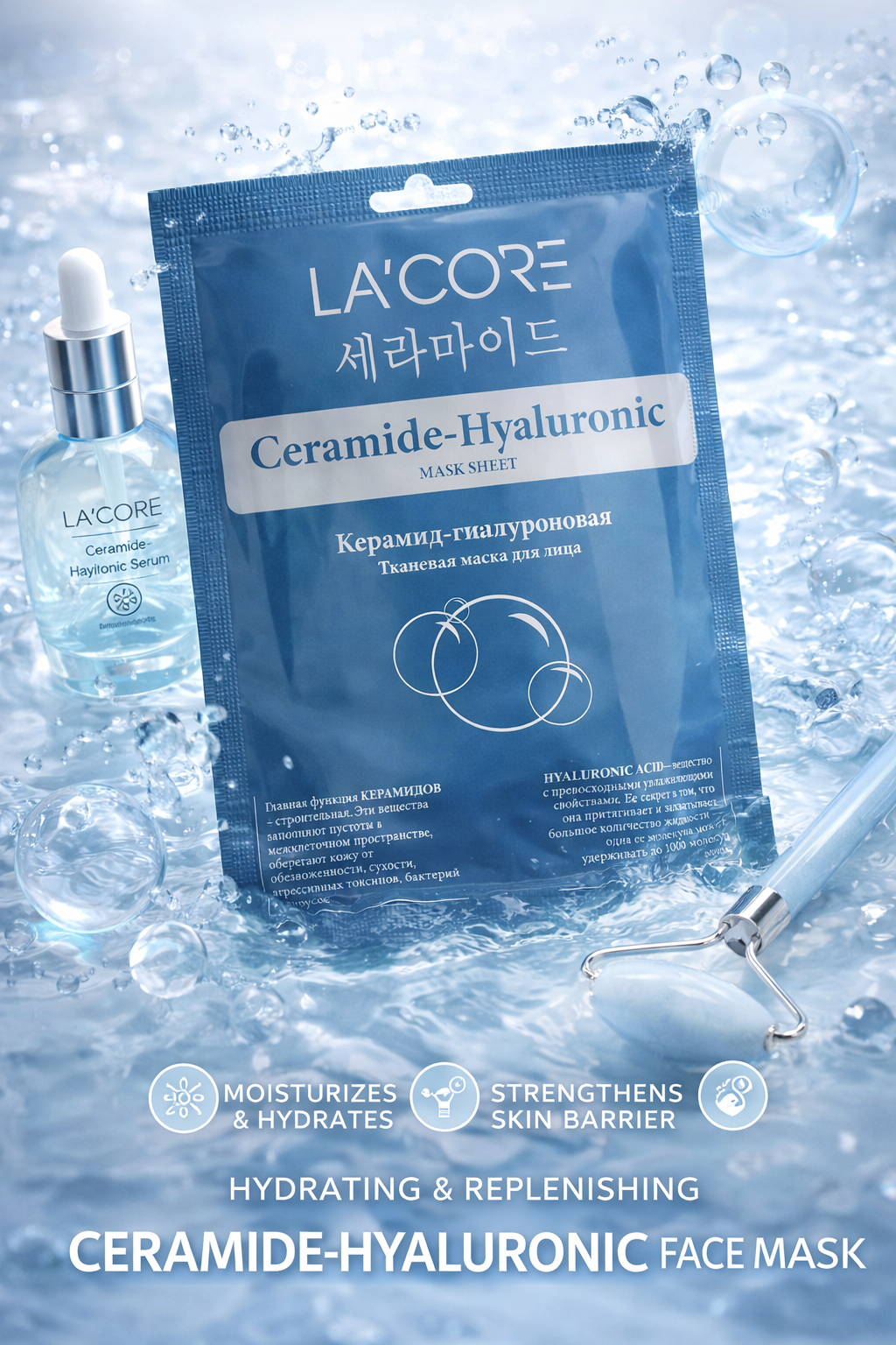 La'core Керамид-Гиалуроновая Маска для Лица с Увлажняющим и Восстанавливающим Эффектом
