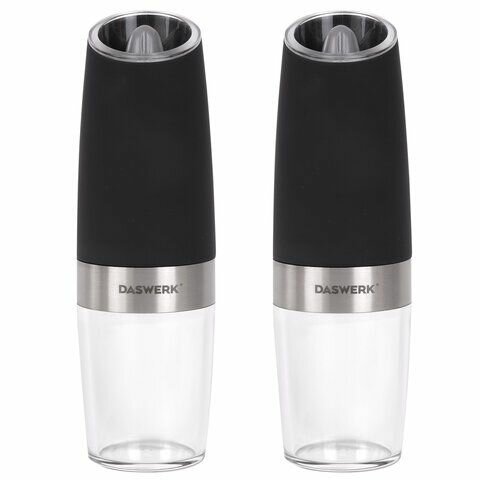 Набор гравитационных мельниц для соли и специй, электрические, 2 шт, PM-6, DASWERK, 456624