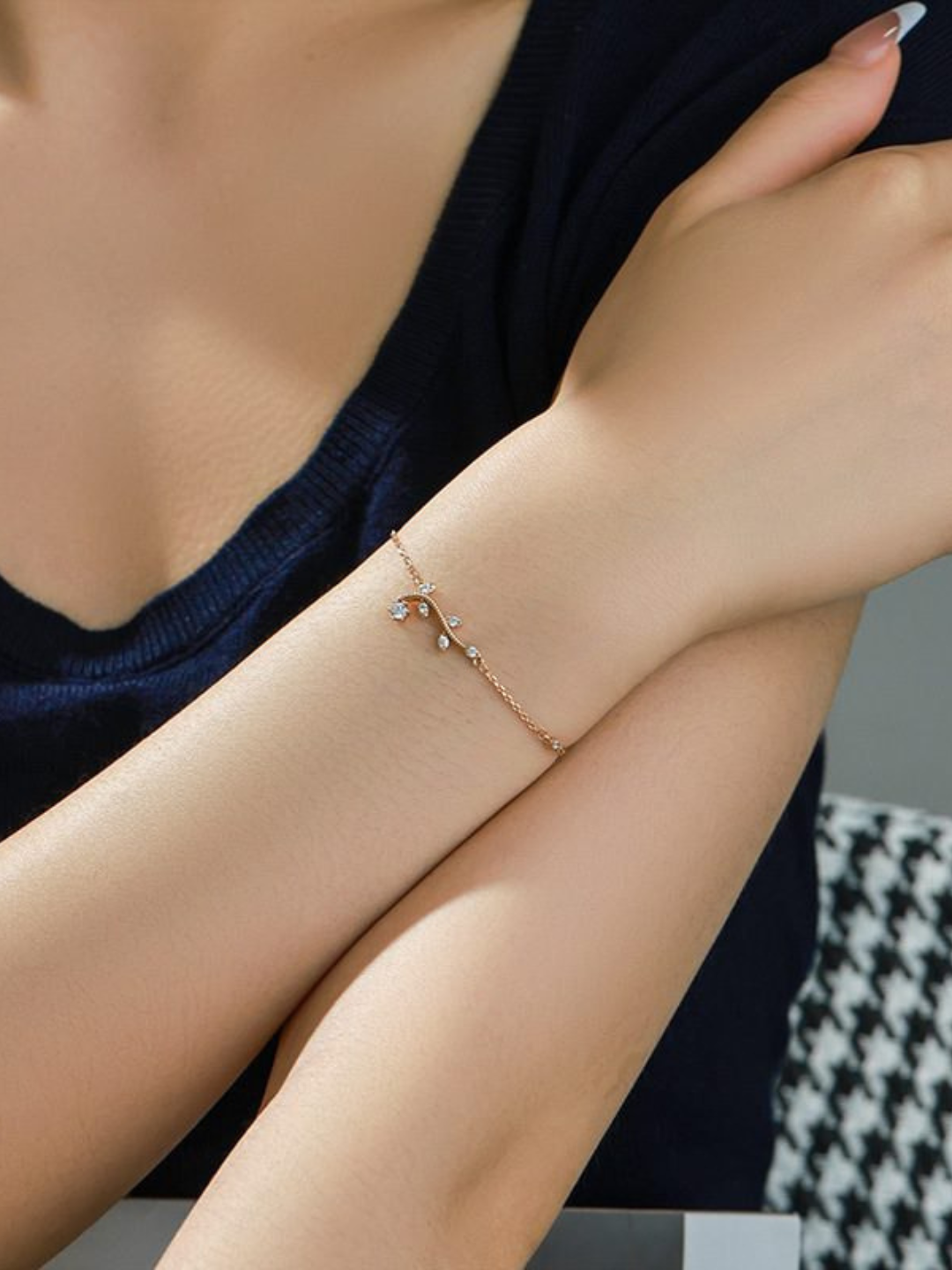 Браслет-цепочка, циркон, 1 шт., размер 19 см, размер one size, диаметр 19 см, golden — фото 1