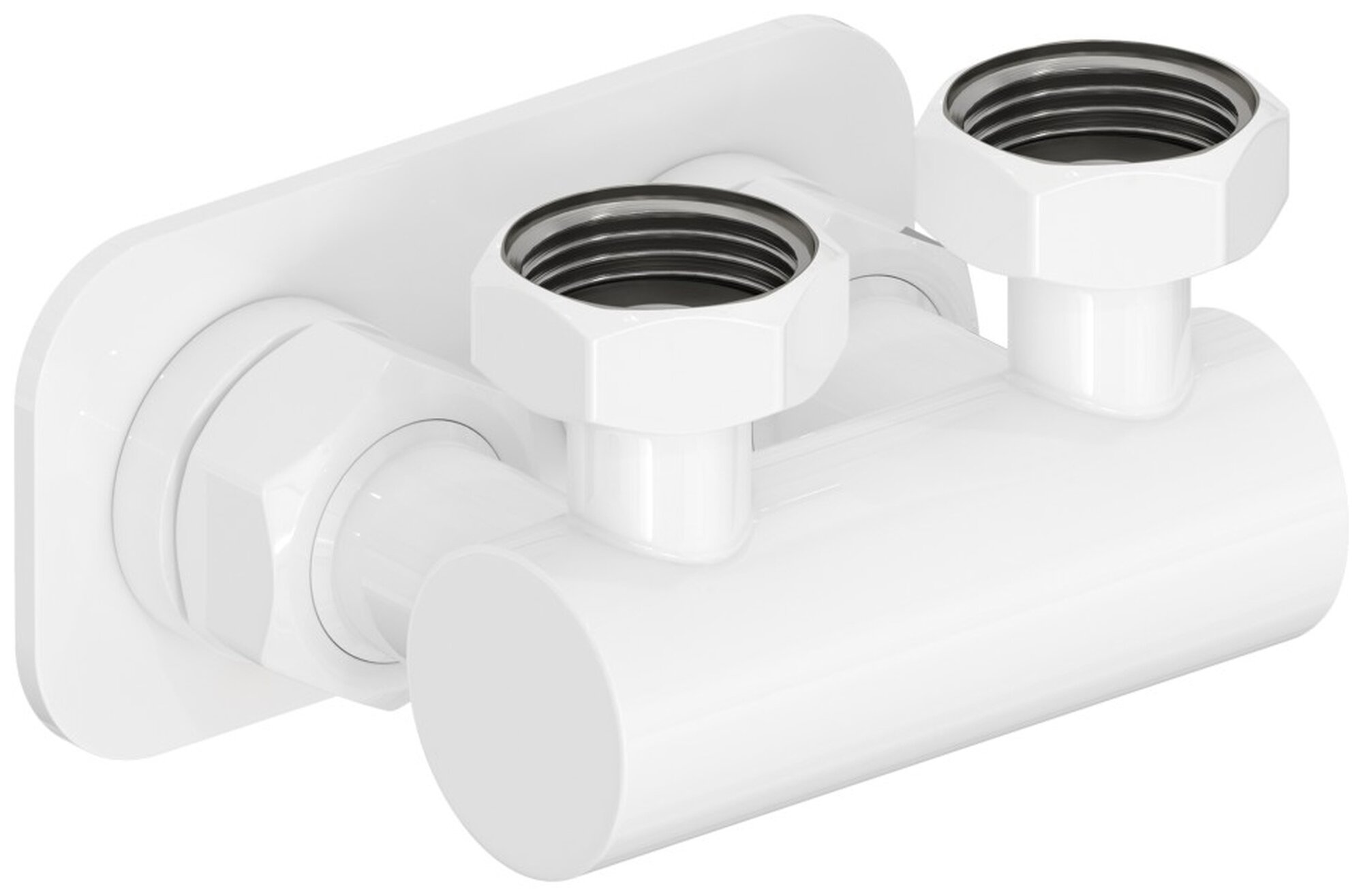 Вентиль угловой Сунержа EU50, сталь, белый, 3/4", 4 гайки, 1 корпус, 1 отражатель