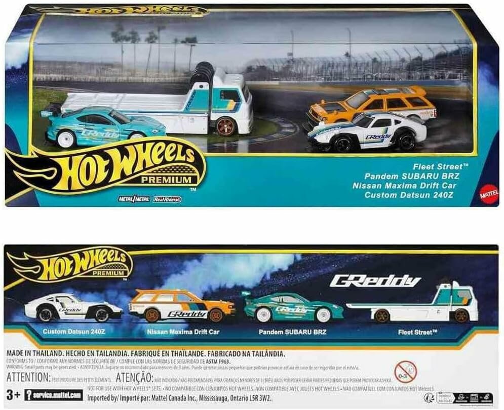 Hot Wheels Premium Collector Set of 4 vehicles in diorama-style