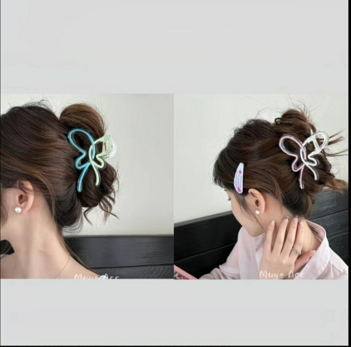 Заколка-краб "Бабочка", ювелирный пластик, зелёный, длина 13см