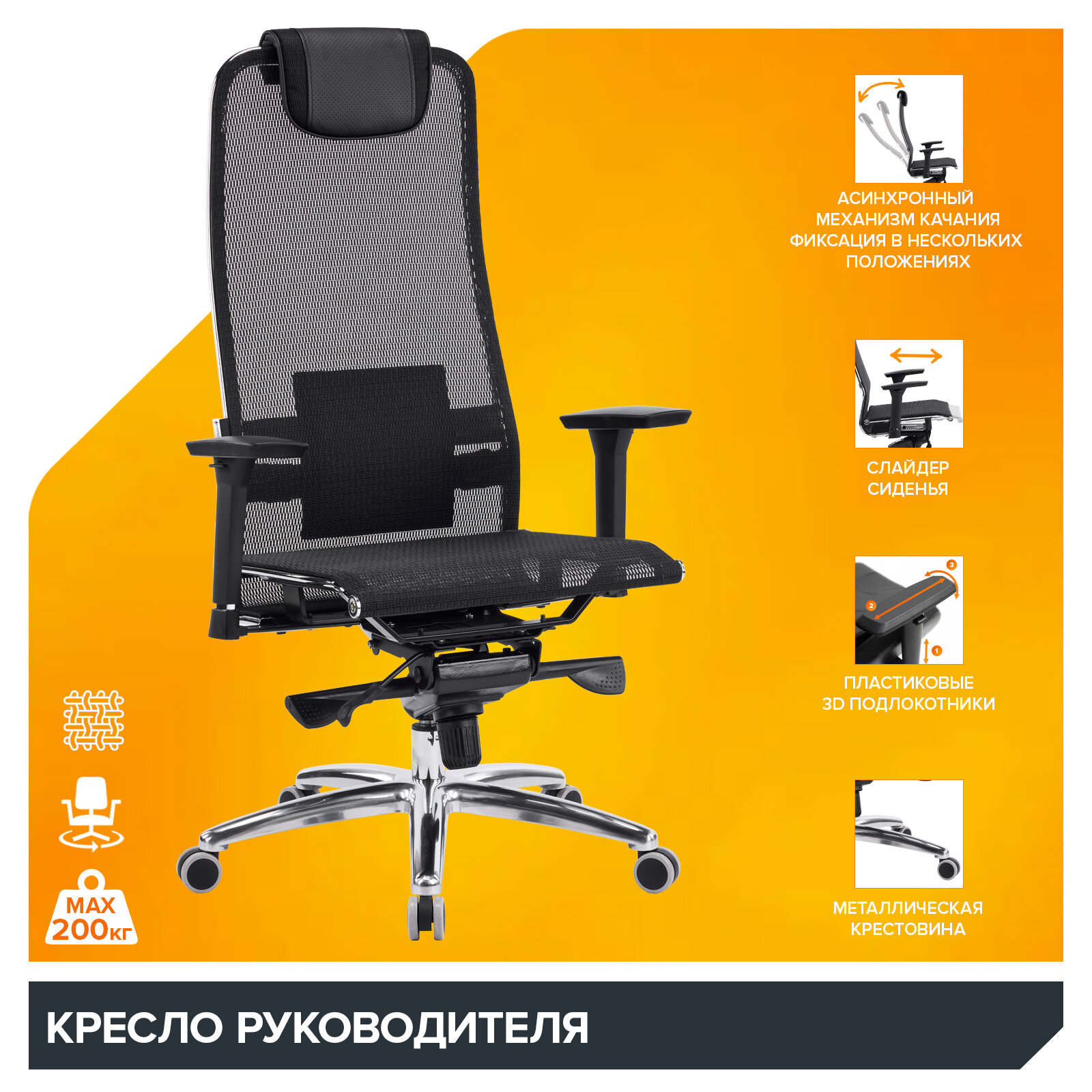 Кресло компьютерное Deco Lux (Дэко Люкс) Сетка Черный