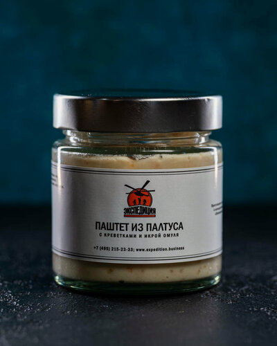 Изображение товара Паштет из палтуса и креветок 160г, премиум, приготовлен вручную