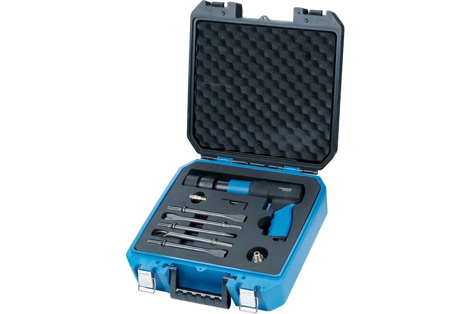 Пневмозубило Nordberg NP5070K, 2200 ударов/мин, 1/4", с насадками, минилубрикатором и кейсом