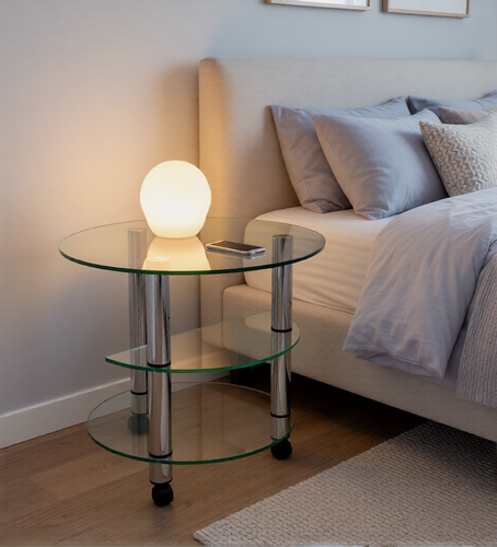 Изображение товара Круглый журнальный стол Ж-1 бесцветный на колесиках, 60х54,2 см