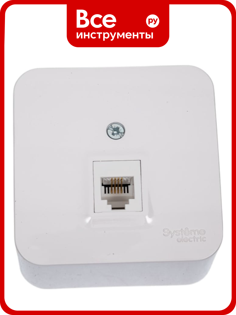 Телефонная розетка Systeme Electric BLANCA, RJ11, белый, пластиковый корпус, металлические контакты, накладной монтаж