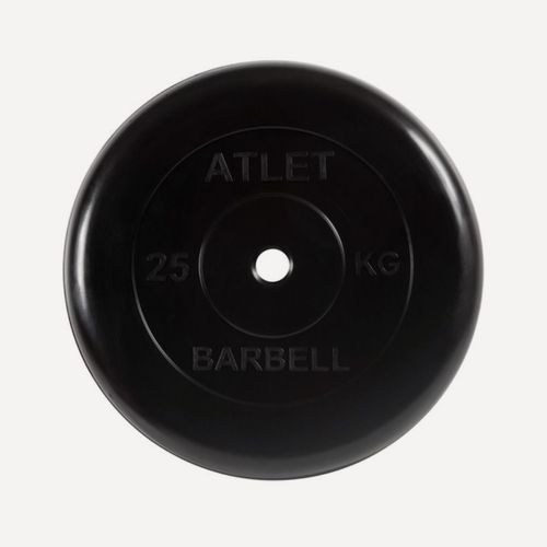 Изображение товара Обрезиненный диск MB Barbell Atlet, 25 кг, посадочный d=26 мм, сталь, черный