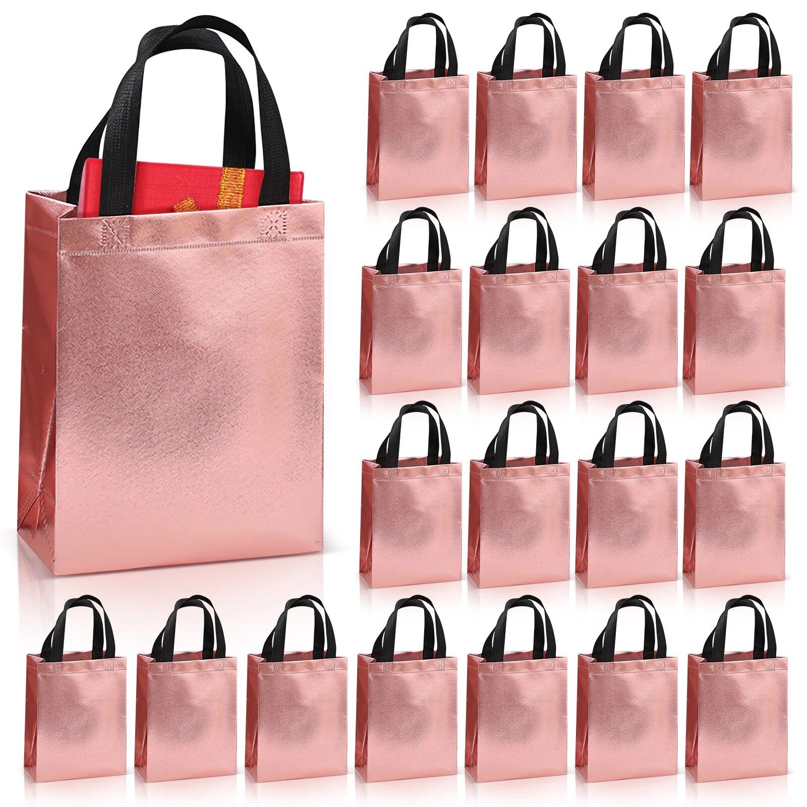 Многоразовые подарочные пакеты из нетканого материала Розовый, 10pcs-Rose Golden