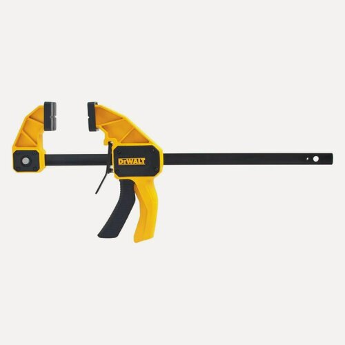 Изображение товара Быстрозажимная пистолетная струбцина DeWALT L DWHT0-83193, 300 мм, зев 83 м, функция распора, плавный ход, желтый