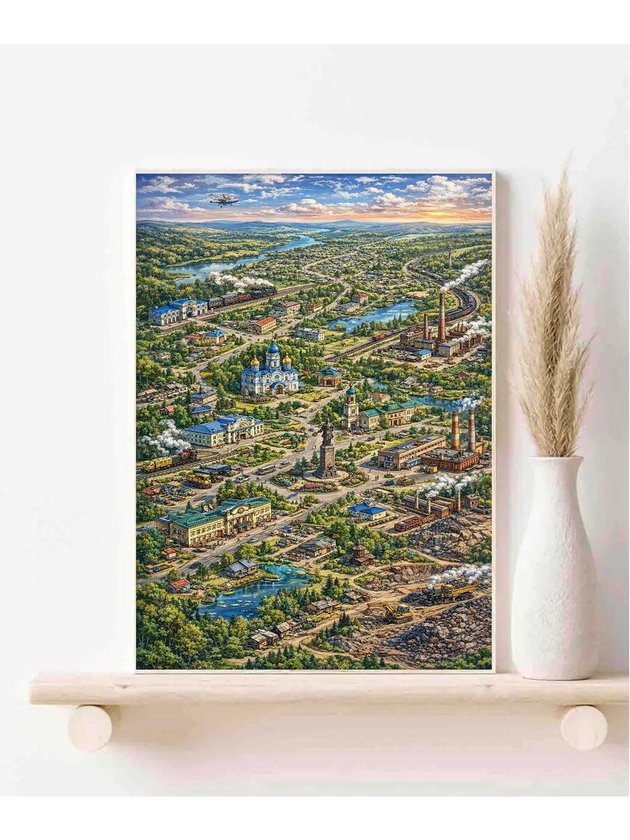 Тулун, Россия, Fantasy Map, Карта, Плакат 30x42см