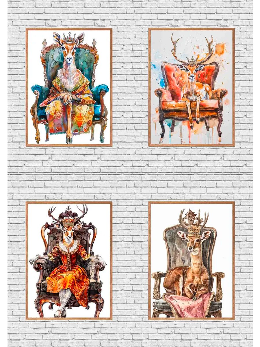 Животное-антилопа Королева Англии, 4 Плаката, 30x21см