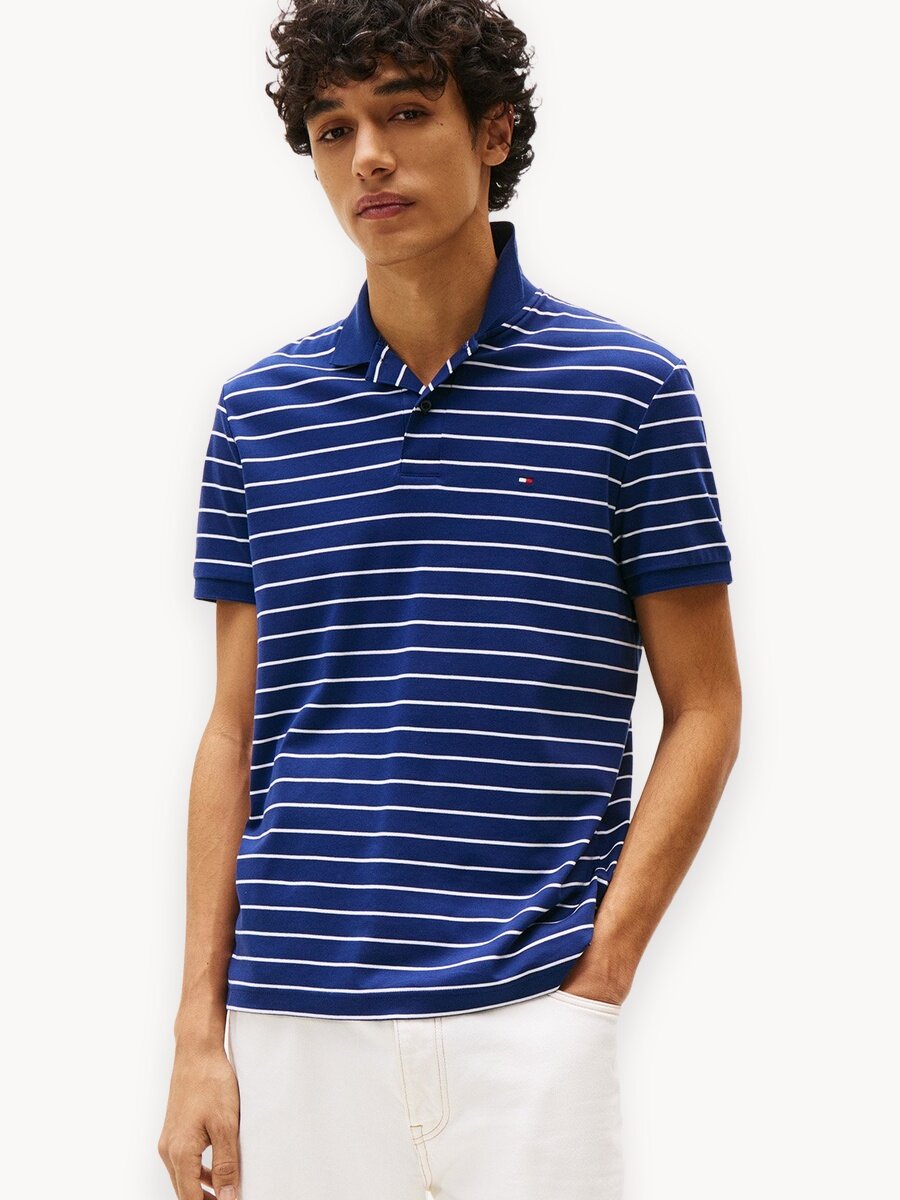 Поло TOMMY HILFIGER, размер XL, темно-синий/белый