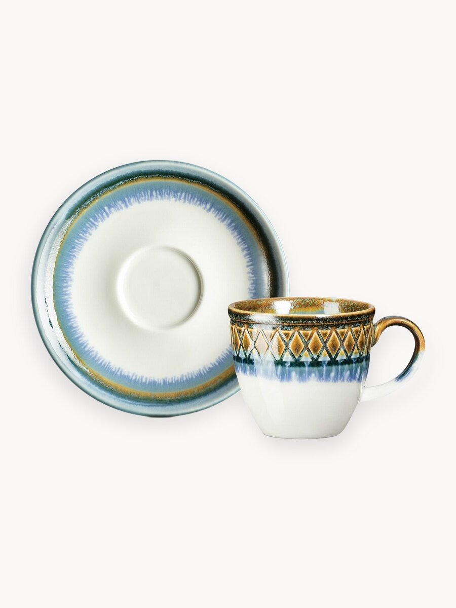 Кофейный сервиз Madame Coco, фарфор, 100%, бирюзовый, 2 персоны