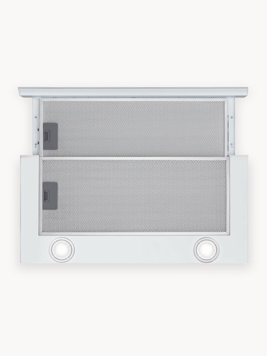 Вытяжка телескопическая кухонная MEFERI SLIDEBOX60WH GLASS ULTRA на 60 см, белая, производительность 850 м3/ч, стекло