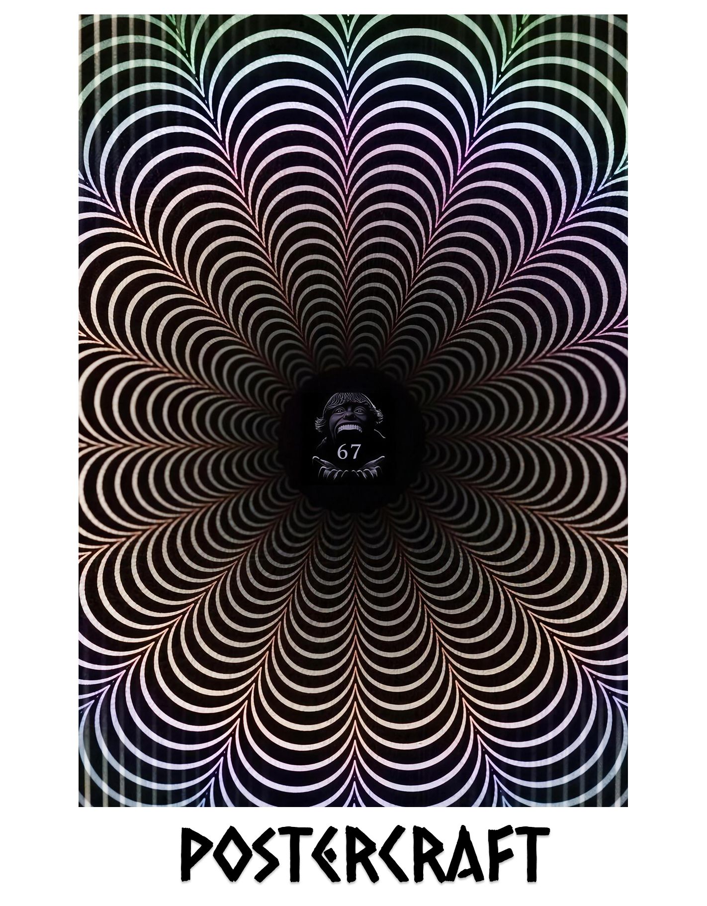 Постер Оптическая Иллюзия " 67 / Six Seven" (эффект вращения, пульсации, движения), А3, глянцевый, 42х29.7см