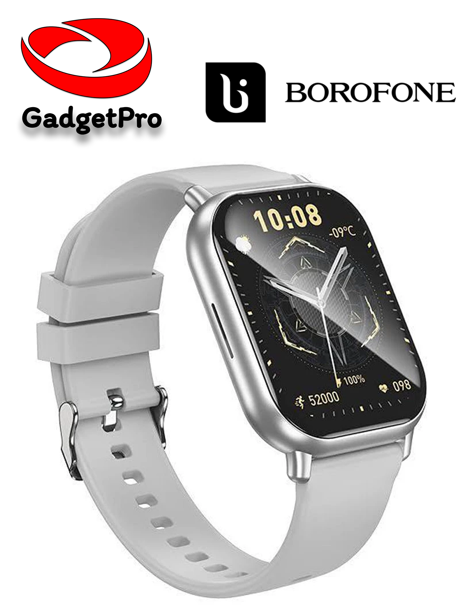 Умные часы Borofone BD11 2.01" сенсорные, Bluetooth 5.0, пульсометр, SpO2, 220 мАч, IPX4, серебристый — фото 1
