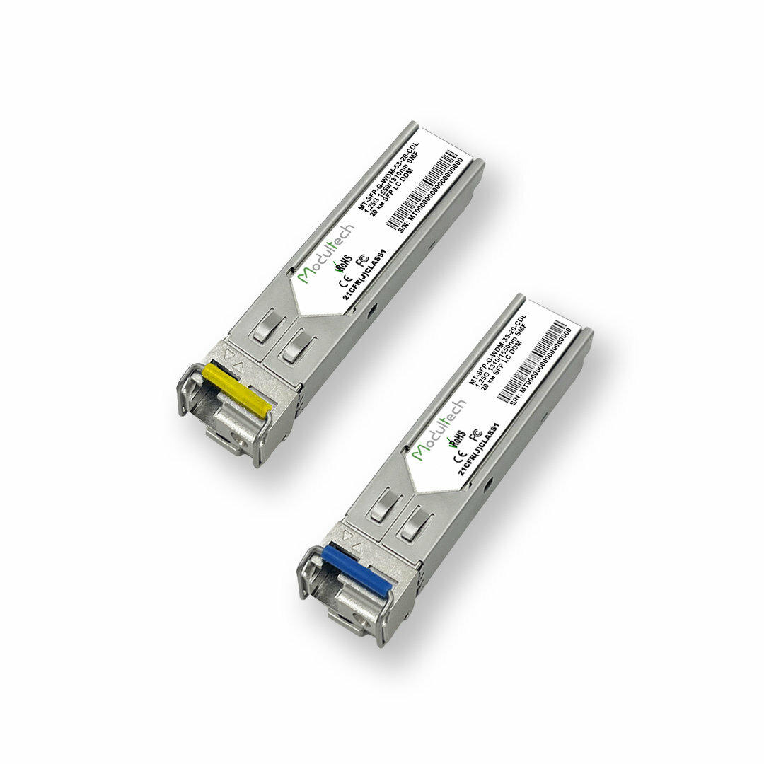 Комплект SFP WDM 1,25 Гбит/с, 20 км, 1310 | 1550 нм, LC, SMF, DDM