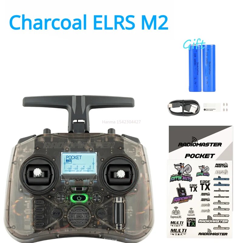 В наличии Radiomaster Pocket Hall ELRS/CC2500 передатчик дистанционный маленький портативный складной антенна съемный рокер M2 FCC, Charcoal ELRS M2