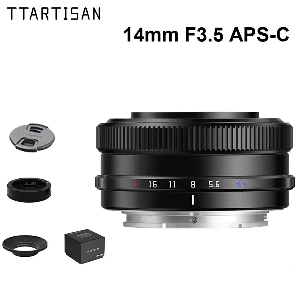 Объектив TTArtisan AF 14 мм F3.5 APS-C с рамкой Prime для фотосъемки людей Fuji XF Sony E A6400 A6500 A6700 ZVE10, Fuji XF
