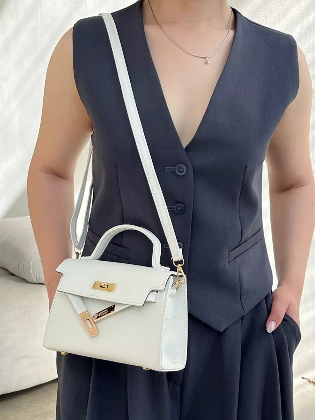 Сумка  Мини-сумка Hermes Kelly Style, белый