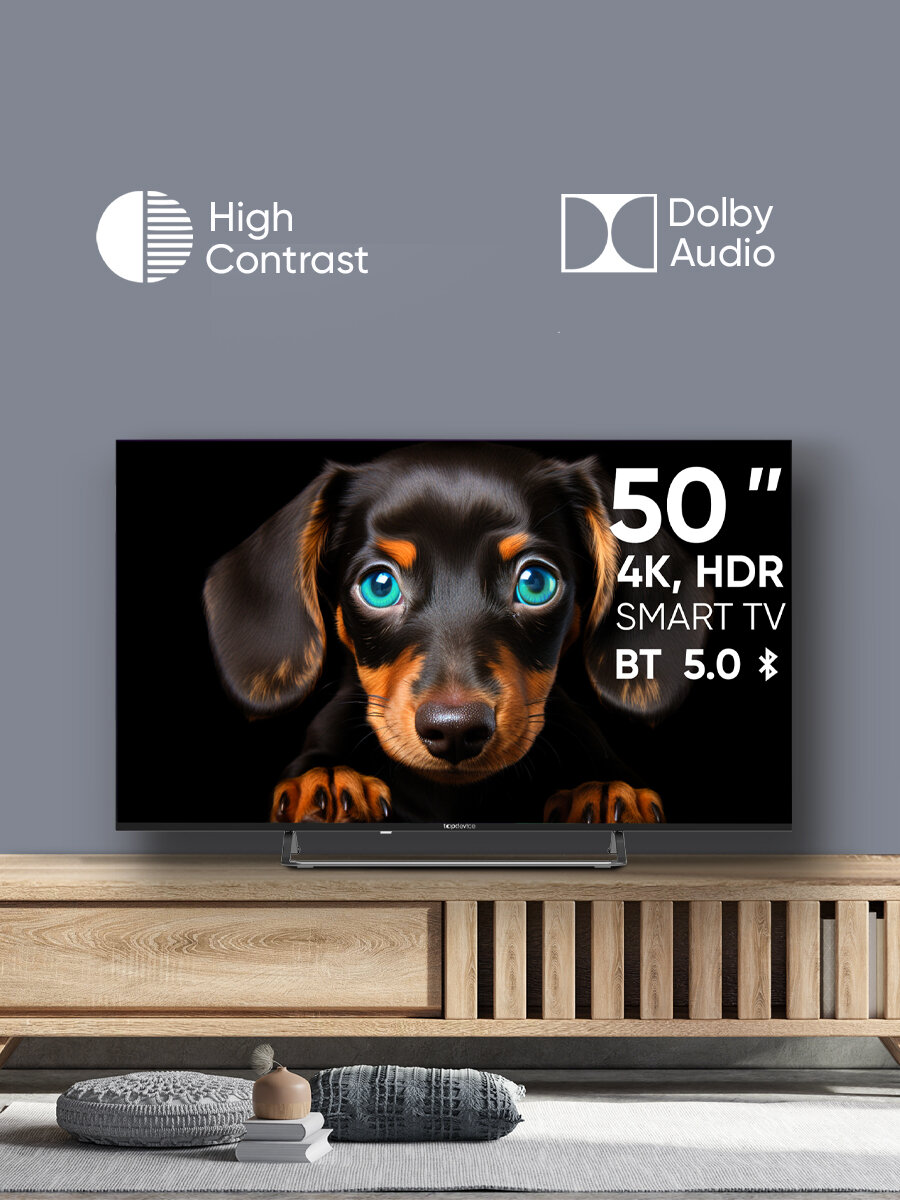 Телевизор Topdevice 50" TDTV50CS06U_BK FRAMLESS ULTRA, UHD 4K, Smart TV WildRed, черный