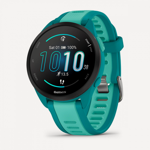 Изображение товара Смарт-часы Garmin Forerunner 165 Music, Amoled зеленый, c бирюзовым ремешком