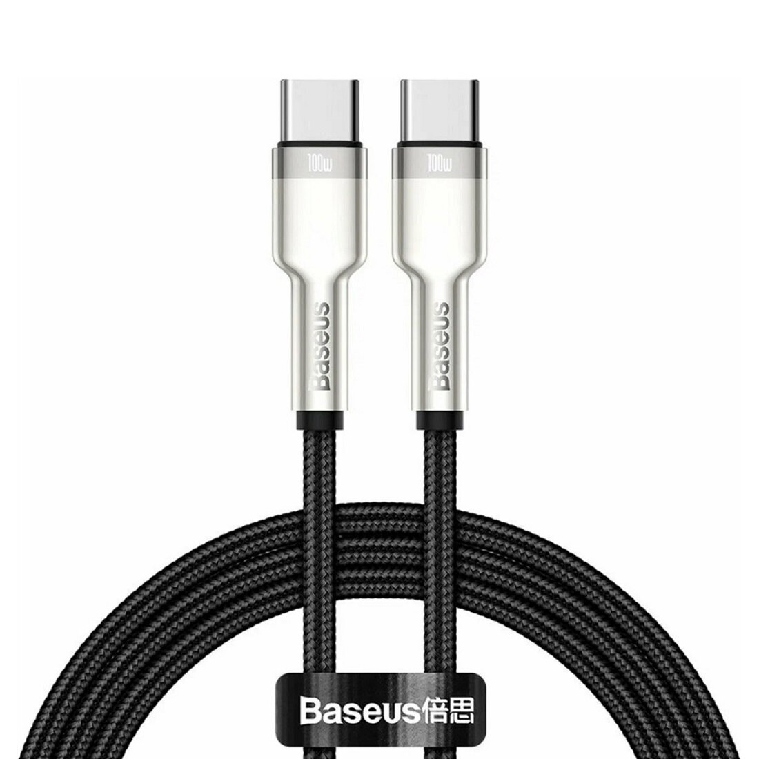 Кабель Type-C to Type-C Baseus Cafule Series Metal Data Cable 100W 1м, черный (CATJK-C01)