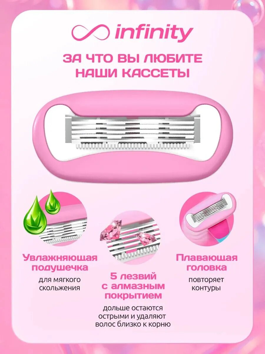 Сменные кассеты INFINITY BubbleGum 6 шт, совместимы с VENUS, для чувствительной кожи — фото 1