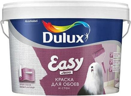 Краска для обоев и стен Dulux Easy 2.5л Белая Матовая / Дюлакс.